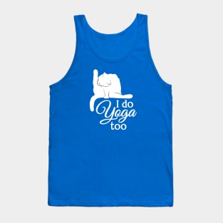 I Do Yoga Too | Cat | White | Cyan Tank Top